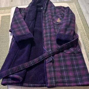 Lauren Ralph Lauren Navy and Pink Plaid Robe